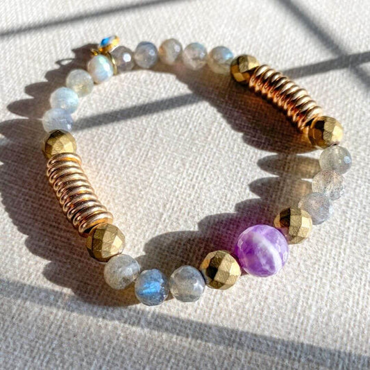 Protection, Intuition, Prosperity | LABRADORITE, PYRITE, AMETHYST