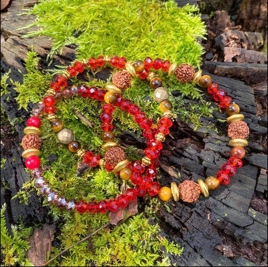 Sensuality & Security Stack | RUDRAKSHA, TIGER'S EYE, PYRITE, BAMBOO